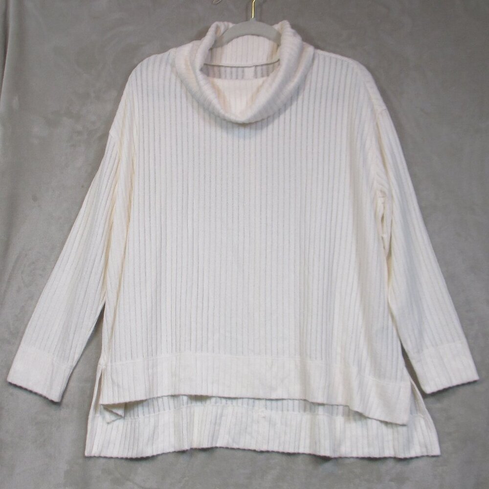 Maeve by Anthropologie Cream Ribbed Chunky Knit Sweater Cowl Neck Size Medium - Picture 4 of 11